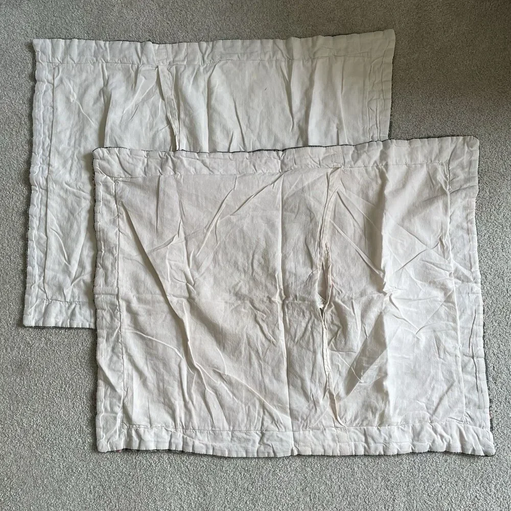 Vintage Quilted Pillow Shams Cases Cottagecore Rustic Boho Queen Size Set of 2